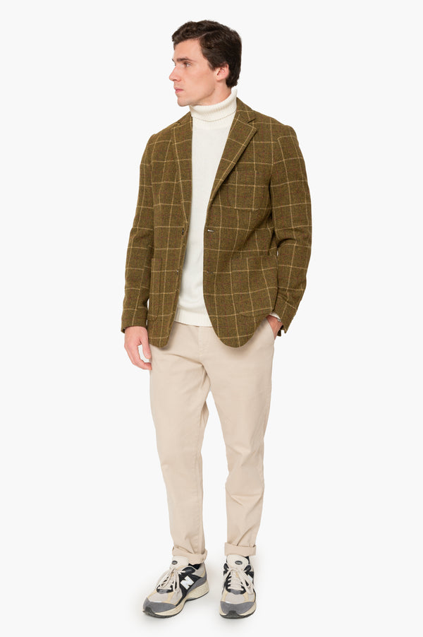 Americana espiga beige cuadros