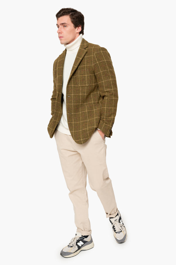 Americana espiga beige cuadros