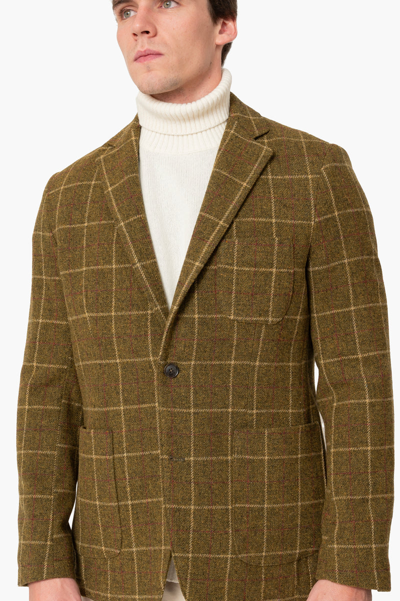 Americana espiga beige cuadros