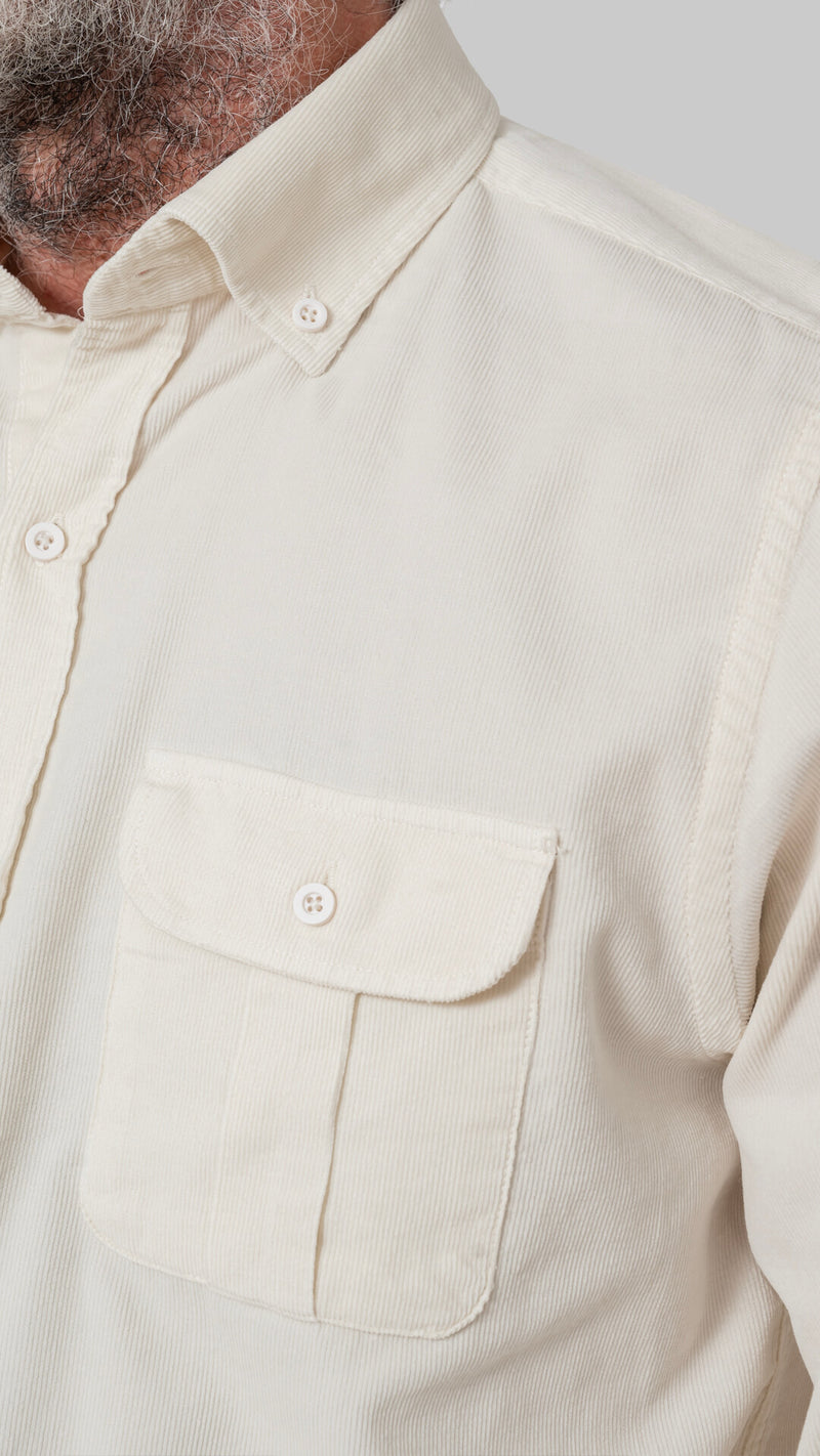 Camisa micropana bolsillos cruda