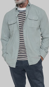Microcorduroy shirt with green pockets