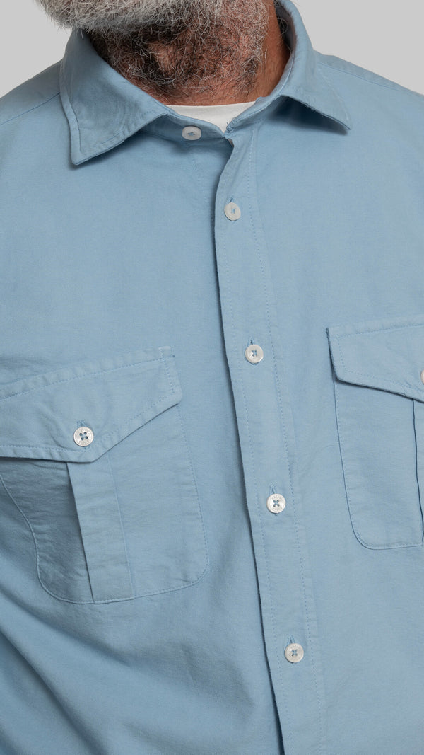 HK shirt with oxf pockets. blue