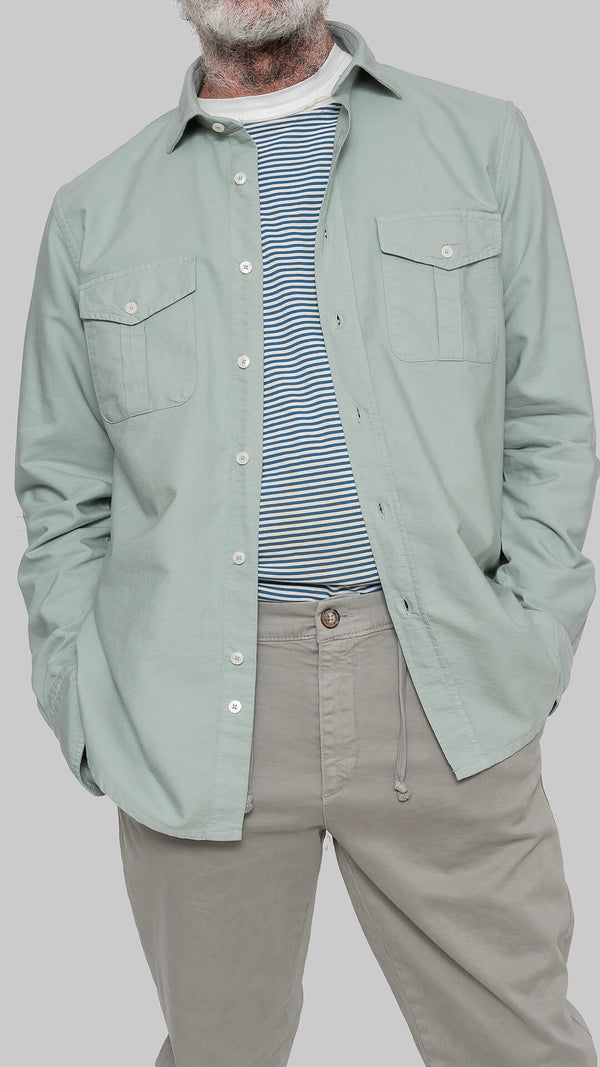 HK shirt with oxf pockets. green