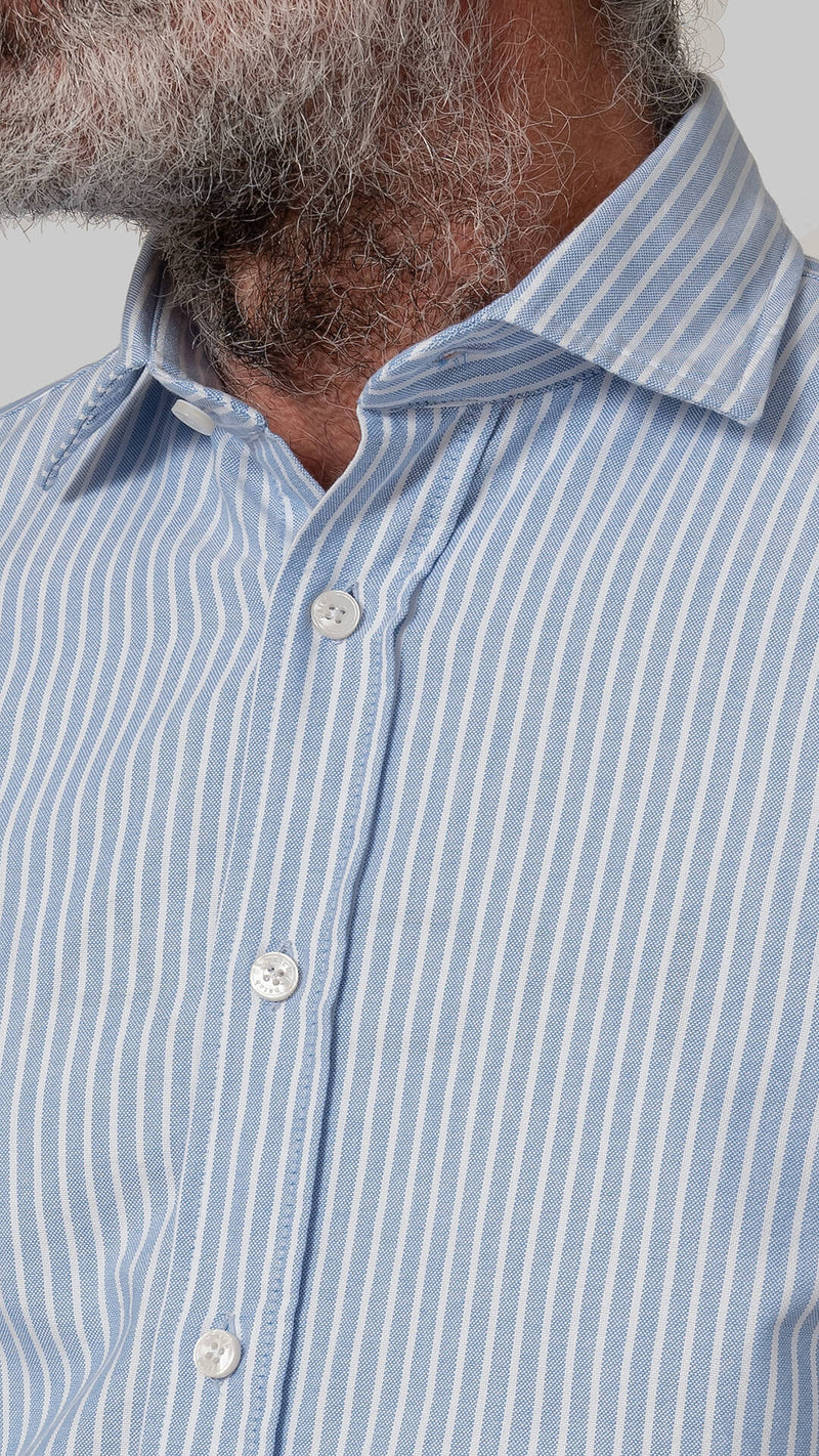 Camisa oxford raya blanca cuello HK