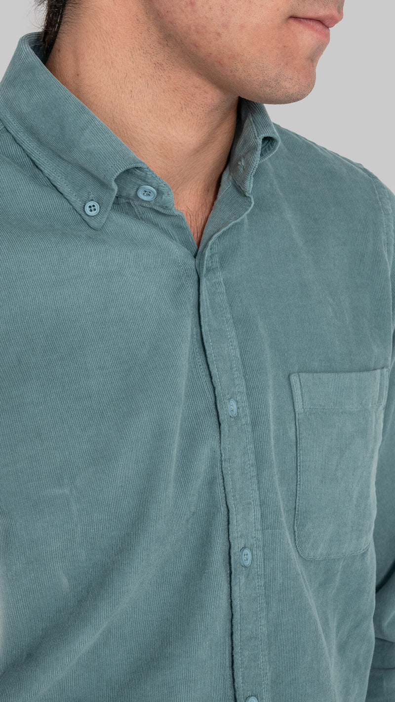 Green microcorduroy shirt