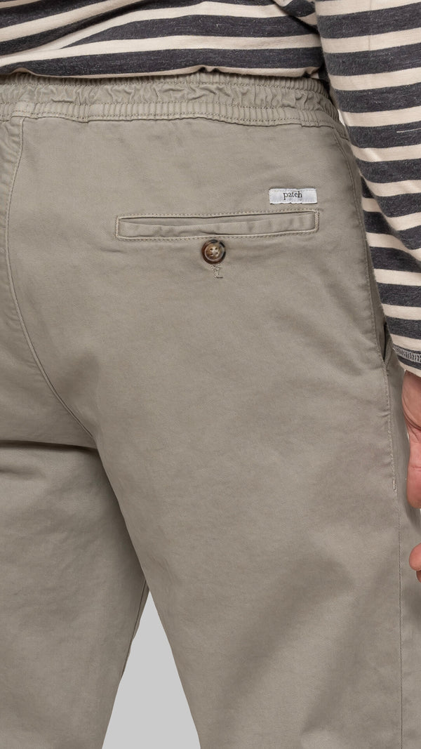 Gray gabardine drawstring scout pants