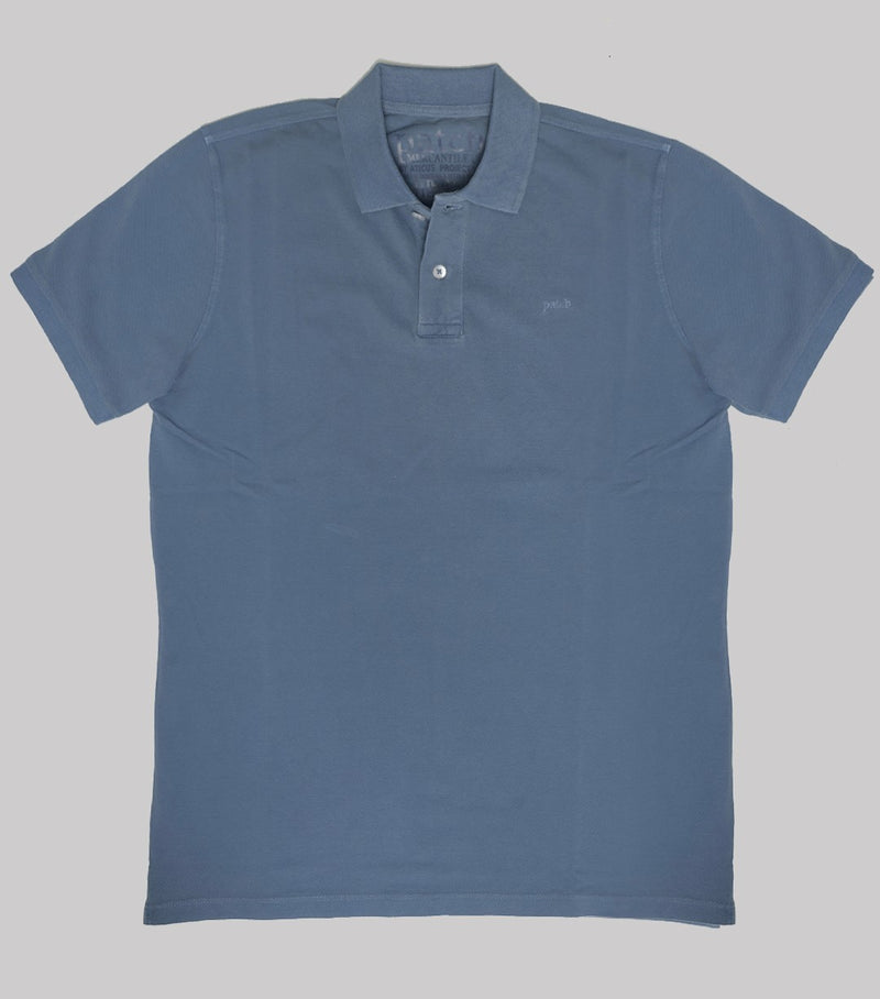 Indigo blue pique polo