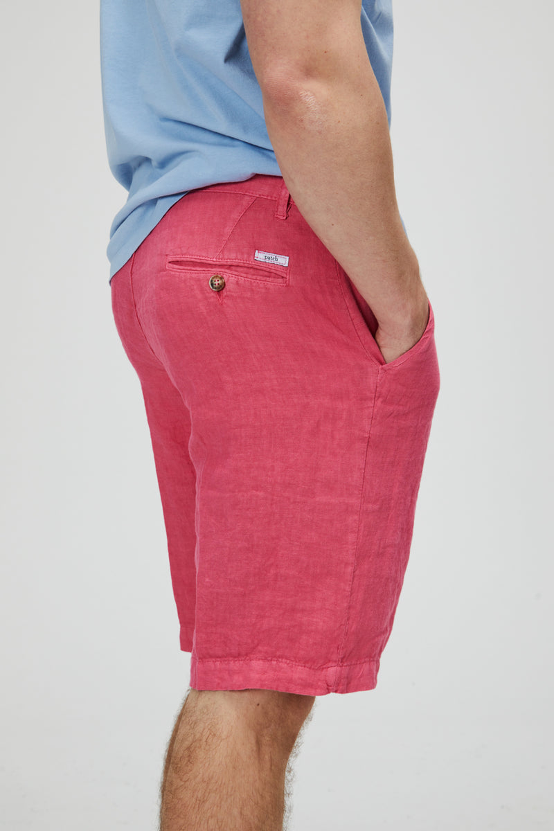 Classic coral linen Bermuda shorts 