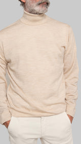 Jersey cuello cisne merino beige