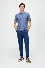 Indigo blue pique polo