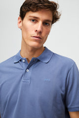 Indigo blue pique polo